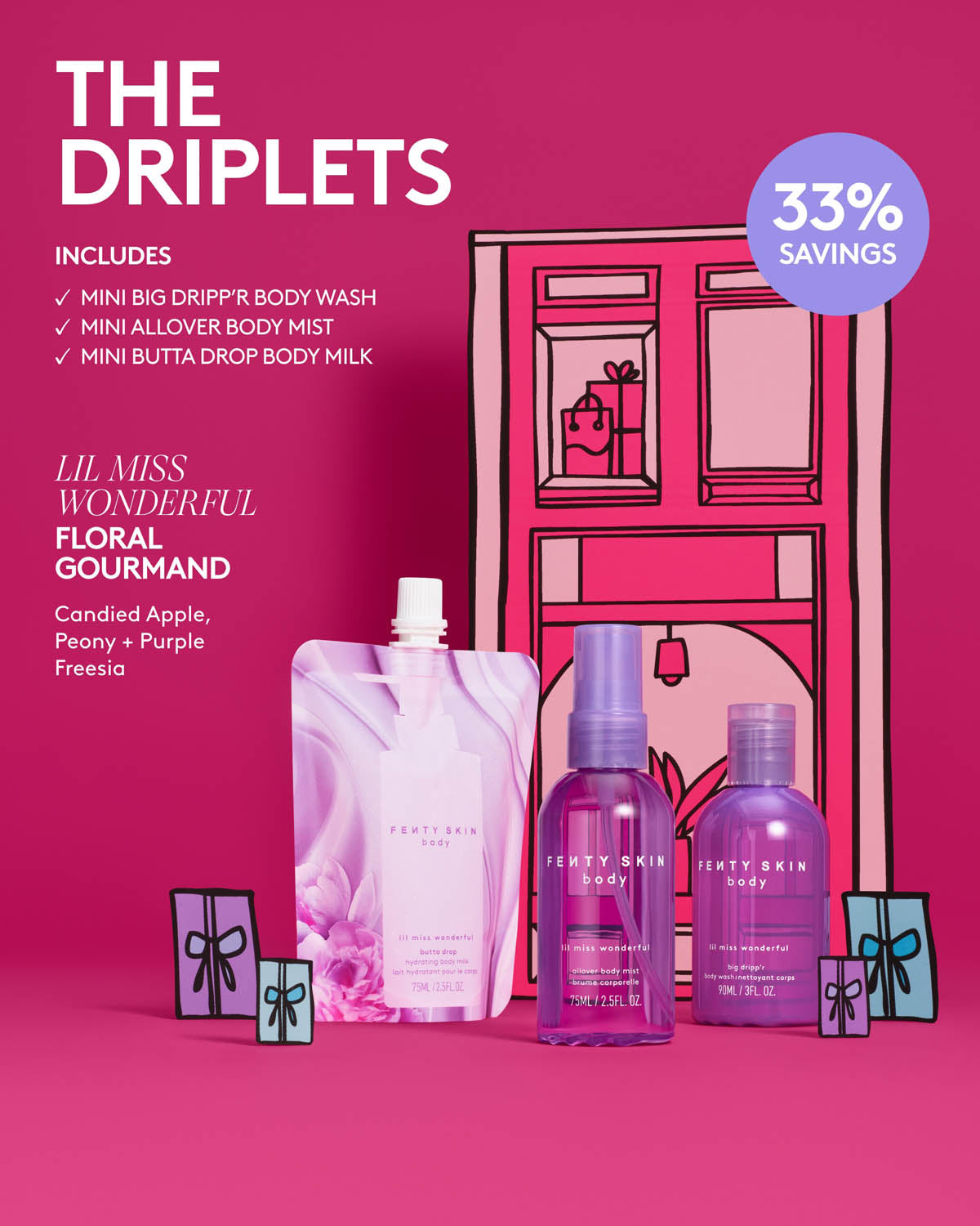 The Driplets Mini Body Wash, Milk + Mist Set